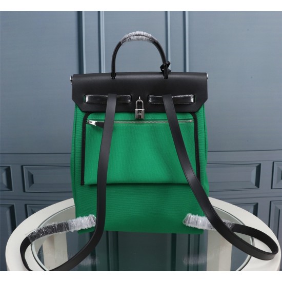 20240317 (Jade Green/Black) Batch: 750herbag Canvas Backpack, unisex Size: Bottom length 30, height 35, width 12