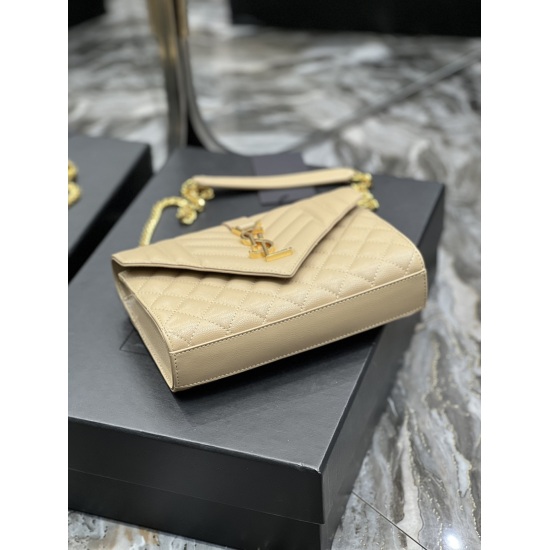 20231128 Batch: 630 # Envelope # Apricot Gold Button Small Grain Embossed Quilted Pattern Genuine Leather Envelope Bag Classic is Eternal, Beautifying the Sky with V Pattern and Diamond Grid Caviar Pattern, Extremely Durable, Italian Cowhide Paired with B