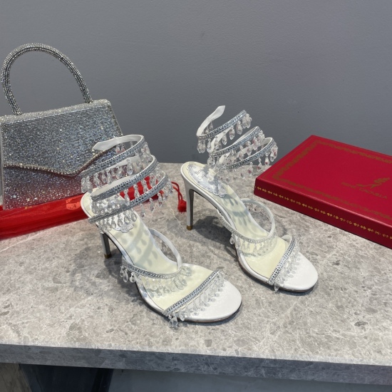 20240407 330 Rene Caovilla RC High Edition Spring/Summer Pop Red Collection, Charming and Gorgeous ✨ Top quality hard goods, CLEO crystal lighting style sandals, annual heavyweight town store boutique! Crystal strap high heels are out of stock globally, w