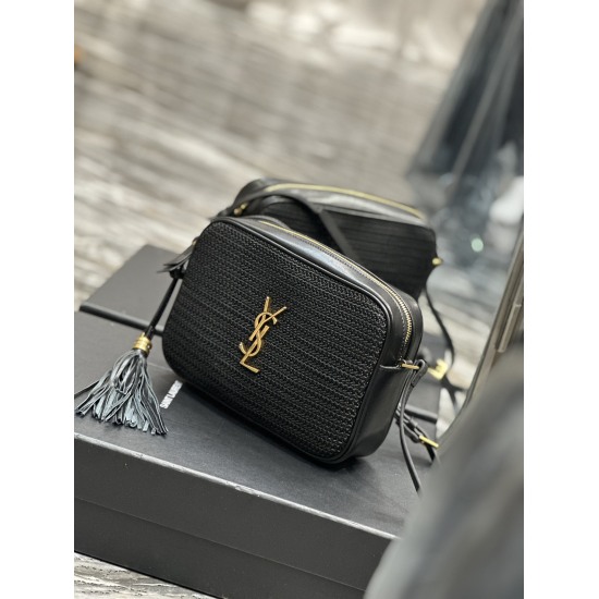 20231128 Batch: 560 【 NEW 】 Lou Camera Bag_ Black with black woven gold buckle top imported Italian cowhide camera bag, Hong Kong bought ZP open mold version, to be exactly the same! Very exquisite! Adjustable shoulder strap with fashionable tassel pendan