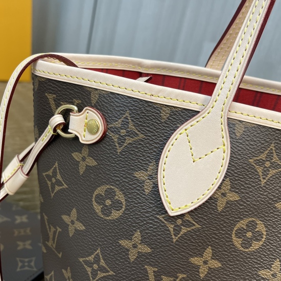 20231125 Internal Price P490 Top Original Order [Exclusive Background] M1177 Small Old Flower - Big Red [Taiwan Goods] All Steel Hardware ✅ Classic Shopping Bag 29cm LV Louis Vuitton New Neverfull Small Handbag has a sleek and classic design, making it an