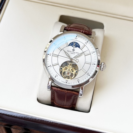 20240408 Unified 520. 【 Fashionable, generous, and elegant temperament 】 Patek Philippe Men's Watch Fully Automatic Mechanical Movement Mineral Reinforced Glass 316L Precision Steel Case Leather Strap Simple and Exquisite Business and Leisure Size: Diamet