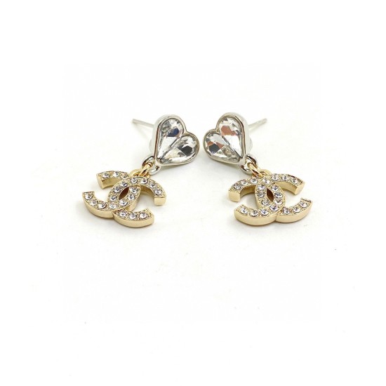 20240413 p60, [ch * nel Latest White Diamond Heart Earrings] Consistent ZP Brass Material