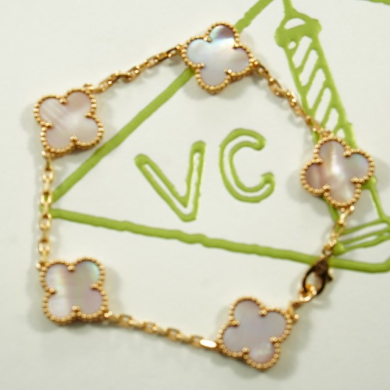 20240410 250 batches of high version Vanke Yabao Pink Shell Bracelet VCA Au750 Rose Gold Chain Real Shooting High end Original Edition Made of Pure Silver High version Natural Stone Jewelry Family Vanke Yabao Five Flower Bracelet Five Four Leaf Clover Bra