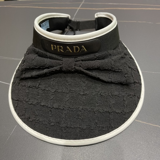 220240401 P65 Prada Korean Edition Small Fragrant Wind Sunscreen Hat for Women's 2024 New Summer Outdoor Shopping Sunshade and UV Protection Open Top Hat