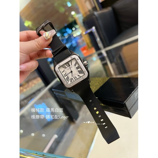 20240408 215 Mechanical New Release [Love] Cartier Cartier Santos Series Roman Scale Mechanical Men's and Women's Watch 39.8mm Tape Black and White Plate Roman W2020007 Cool Watch Must Have for No Empty Hands