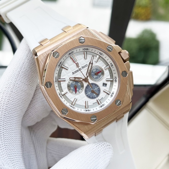 20240408 White shell 650, rose gold 670. Elegant, exquisite, classic and domineering, the Airbnb AP men's watch is fully automatic with a mechanical movement, mineral reinforced glass 316L stainless steel case, genuine leather strap, fashionable, casual, 