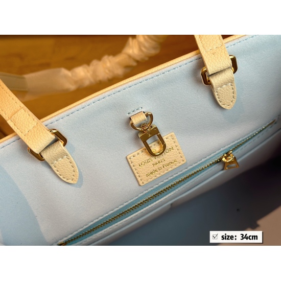 275 270 folding size: 34 * 26cm (medium) 25 * 20cm (small), excellent quality, understanding goods ‼ The entire bag is made of cowhide, and the quality is really high-end! Fantasy Ice Blue/This color is so stunning! Search Lv Onhego shopping bag