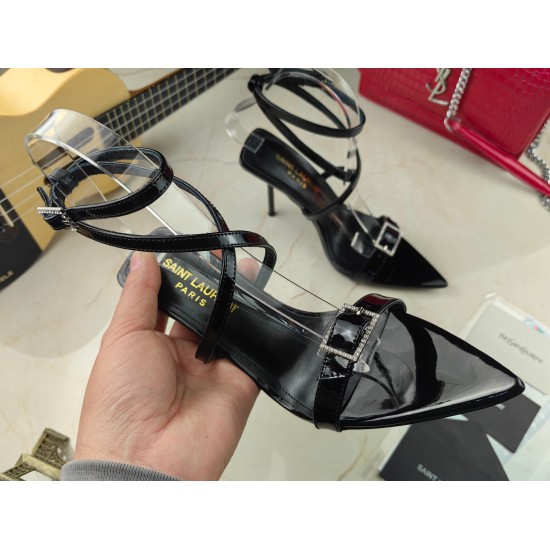 20240403 270 [Saint Laurent] Saint Laurent, Slim Heel Sandals 2023 Early Autumn Counter synchronized with the latest models, YSL, rhinestone buckle decoration, classic and beautiful masterpiece counter, the hottest spring and summer collection, combining 