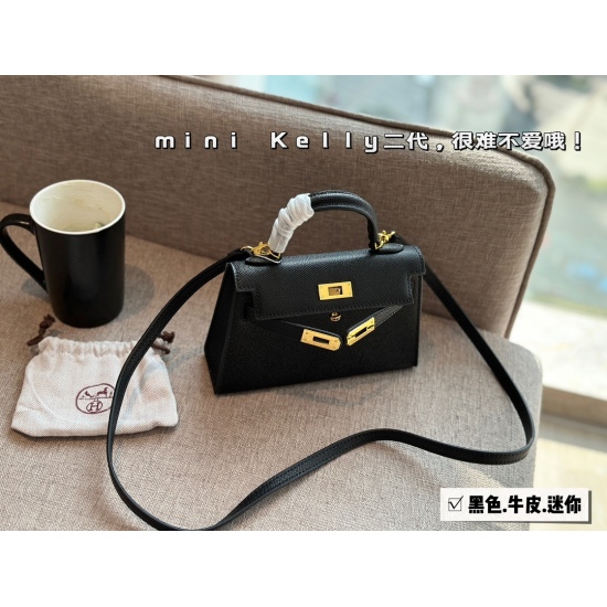 2023.10.29 240 box size: 19 * 12.5cmH Hermes Kellymini second-generation real wife, wife looks great ⚠ Put down your phone and pretend to be cute! ⚠ The cross patterned cowhide bag is particularly textured!