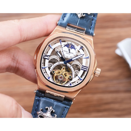 20240417 570 Gold and White Same Price Men's Favorite Hollow out Watch ⌚ 【 Latest 】: Patek Philippe's Best Design Exclusive First Release 【 Type 】: Boutique Men's Watch 【 Strap 】: Crosin True Cowhide Watch Strap 【 Movement 】: High end Fully Automatic Mech