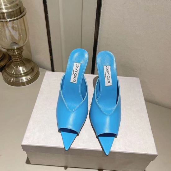 On January 5, 2024, this classic collection from Jimmy Choo is only 10cm in size. The new last shape is a perfect redesign of the classic last shape!! New version of slim heeled rose] Color black white nude purple blue high heels Italian high-density leat