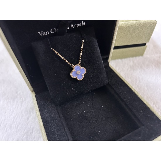 20240411 BAOPINZHIXIAO25 VCA Vanke Yabao Clover Medium Violet with Diamonds Necklace White Gold Rose Gold Gold Gold