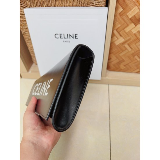 20240315 P760. Handbag/New Product/ELINECELINE Printed Glossy Cow Leather Asymmetric Handbag Black 12x7X2 inches (31.5X17X4 centimeters) Cow Leather Sheep Leather Lining Handheld Magnetic Buckle 1 Main compartment Inner Zipper Pocket Number: 110763EPT38N 