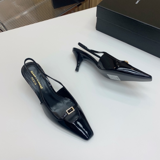 20240326 SAINT LAUREN * back empty single shoe. The upper foot instantly transforms into a goddess, super versatile, with a leather upper and sheepskin lining, and an Italian leather outsole. Heel height 6cm, size: 35-39 (40 customized without return or e
