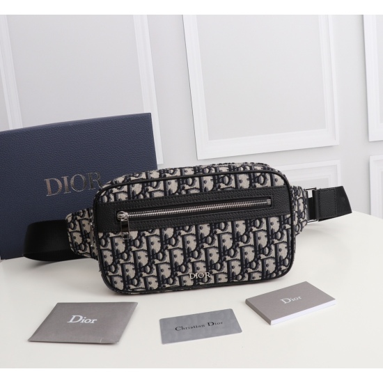 20231126 510 This waist bag has practical functions and a modern style. Crafted with beige and black Oblique printed fabric, embellished with black grain leather details. Featuring a spacious main compartment with dual zipper opening and closing. Featurin