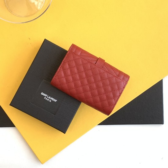 20231128 Batch: 370 Y Home Two fold Envelope Zero Wallet Latest Card Bag Short Bag Arrived!! MONOGRAM Small MIX MATELASS Grain Embossed Leather Envelope Wallet Small Envelope Wallet, embellished with the metal YSL letter logo, as well as a mix of vertical