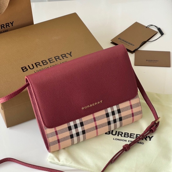 2024.03.09P540 (Top Original Quality) Burberry Haymarket Checkered Leather Diagonal Backpack ➰ 【 B • Home 】 Original production~~Detachable shoulder strap ‼‼ Small shoulder bag and handbag dual-purpose delicate [rose] Soft imported calf leather paired wit