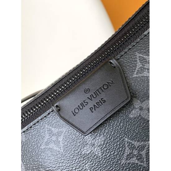 20231125 p500M23835 Top of the line LV Moon Crossbody handbag features Monogram Eclipse coated canvas with leather trim and shoulder straps, exuding a refined and elegant atmosphere. The crescent shaped silhouette is convenient for front and back crossbod