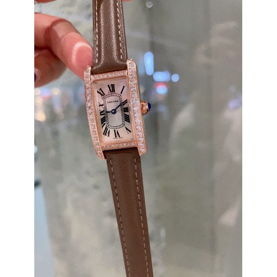 20240408 White Steel 340 360 Diamonds ➕ 30TankAmericaine watch (Cartier American tank series) small watch, imported Swiss quartz movement. 316L stainless steel case, crystal mirror surface, sword shaped blue steel pointer, fish scale shaped 316L stainless