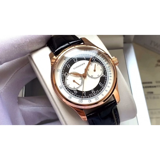 20240408 540. 【 Brand new style classic hot selling 】 Longines men's fully automatic mechanical movement mineral reinforced glass 316L stainless steel case leather strap with simple and fashionable business and leisure size: diameter 40mm, thickness 12mm