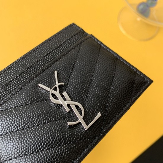20231128 batch: 310 [equipped with counter gift box] SLP card clip credit clip metal interlocking YSL standard ✅， Jacquard raised stitching decoration, gold hardware, 5 ⃣ Number of compartments: 423291 Size: 10x7.5x0.5 cm