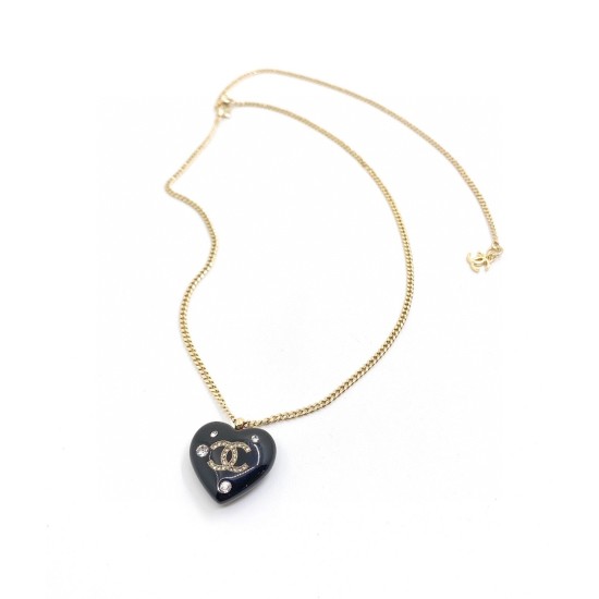 20240413 p70, [ch * nel Latest Black Heart] ❤️ Necklace made of consistent ZP brass material