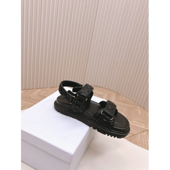 20240414 Top Edition - Factory Price 280 Classic Upgrade Plus 2024 New Color Series Electric Embroidery Diao Grid Dior Classic Velcro Sandals Original Copy High Version Super Durable and Versatile Top Fit Very Comfortable, Slim and White Upper, Cowhide an