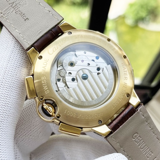 20240408 White Shell 670, Rose Gold Shell 690. [New Style Classic Hot Sale] Cartier Men's Watch Fully Automatic Mechanical Movement Mineral Reinforced Glass 316L Precision Steel Case with Genuine Leather Strap for Fashion, Leisure and Business Essential S