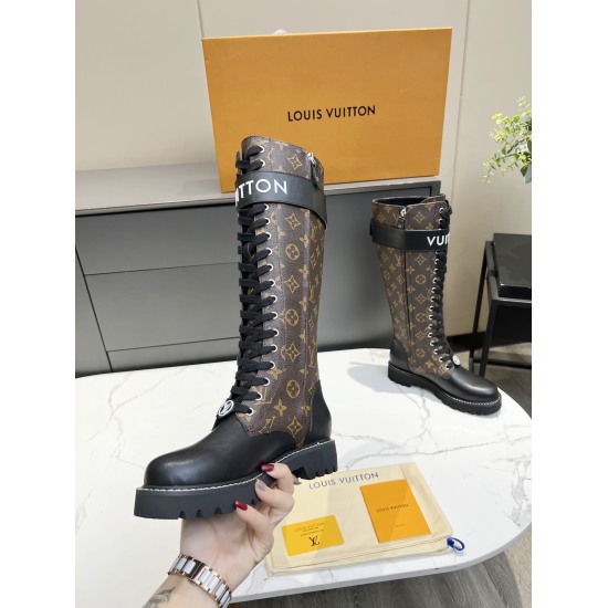 20230923 Factory Old Flower 360 Spot ❤❤❤ Complete packaging! Louis Vuitton LV Women's Upper Drip Glue Lace Up Short Boots Full Leather Thick Sole Martin Boots French OEM Original 1:1 Reproduction! The material is authentic! All made of 100% genuine leathe