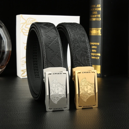 Versace ㊙ The official website of the original high-end quality counter synchronously supports NFC induction width of 3.5 exquisite automatic steel buckle head, imported from Italy, with original pattern top layer and calf leather bottom ✨ Clear texture a
