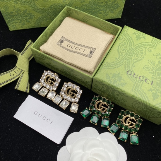 20240411 BAOPINZHIXIAO Gucci GUCCI New Double G Diamond Embedding Fashionable Style Earrings 28