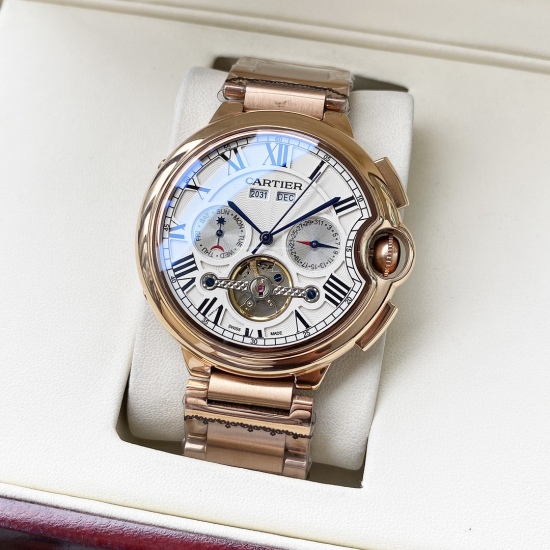 20240408 White Shell 570, Rose Gold Shell 590. [New Style Elegant and Atmosphere] Cartier Men's Watch Fully Automatic Mechanical Movement Mineral Reinforced Glass 316L Precision Steel Case Precision Steel Band Fashionable and Trendy Business and Leisure S