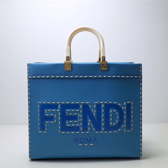 2024/03/07 p1280 [FENDI Fendi] New Sunshine Medium Blue Leather Carrying Bag, with the words 