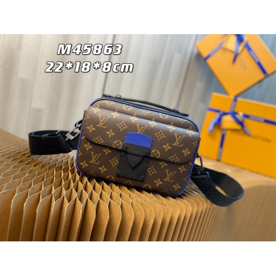 20231125 internal price P570 top-level original order [exclusive live shot model number: M45863] S Lock messenger bag is made of Monogram Macassar canvas, and the new lock is inspired by George Vuitton's hard box lock designed in 1886. The special finishi