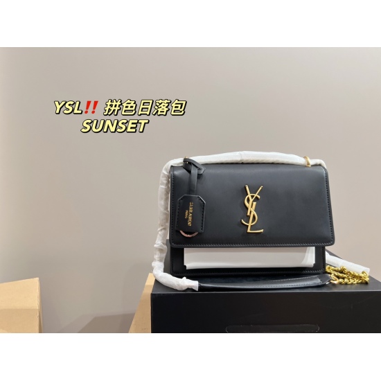 2023.10.18 P185 box matching ⚠ Size 24.17 Saint Laurent color matching sunset bag SUNSET is a perfect match for daily commuting. Luxury cool and cute collectors rush it