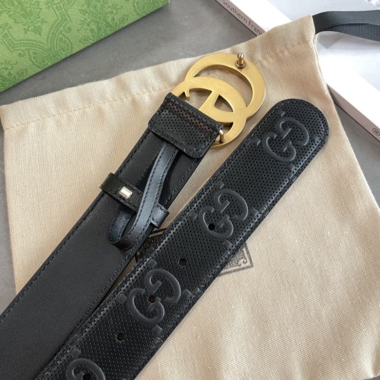 2023.12.14 Gucci counter new horizontal label code 406831 • 1W3AF counter new relief punching embossed width 4.0cm classic double G antique copper buckle