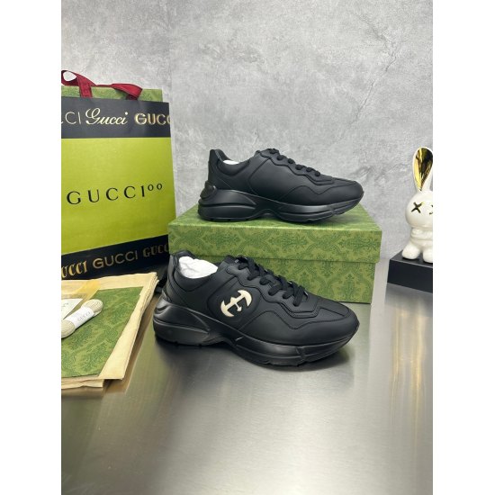 2023.11.19 Top Edition P Women 330 Men 340 ⚠ Complete set of packaging Gucci dad shoes with pictures, new color black leather white G, the latest autumn 2023. The official website synchronizes the 5-year old dad's shoe making foundation. Customized Exclus