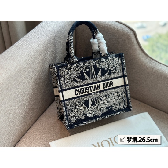 2023.10.07 260 box size: 26.5 * 21cmD home tote shopping bag CDBooknote23 latest shopping bag 3D embroidery non ordinary goods search dior tote tote