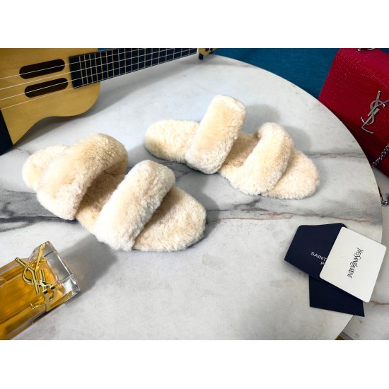 20240403 270 [Saint Laurent] Saint Laurent, imported wool sandals, 2023 early autumn counter synchronized with the latest, YSL, classic decoration, and exquisite beauty. The most popular spring and summer collection combines temperament, fashion, classic 
