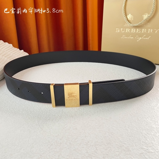 Burberry, with the latest top-notch quality, classic PVC surface paired with a plain leather sole, paired with a new high-quality steel buckle, precision production, high-end luxury, width 3.8cm