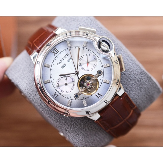 20240417 White 550, Gold 570 Blue Balloon Series Exquisite Versatile [Latest]: Cartier Multi functional Design [Type]: Boutique Men's Watch [Strap]: Genuine Cowhide Strap [Movement]: Fully Automatic Mechanical Movement [Mirror]: Mineral Reinforced Glass (
