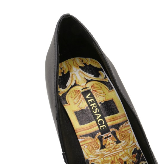 20240414 VERSACE Spring/Summer/Autumn New High Heels Material: Genuine leather fabric+sheepskin lining+rubber outsole Heel height: 10.5cm Size: Standard 35-41, can be customized with 2 types of metal avatars in size 42 p250