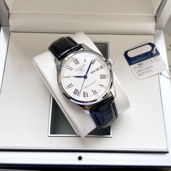 20240408 White shell 450, Gold shell 470, Steel strip+20. 【 Newly upgraded elegant and atmospheric 】 Longines men's fully automatic mechanical movement mineral reinforced glass 316L stainless steel case leather strap minimalist style business and leisure 