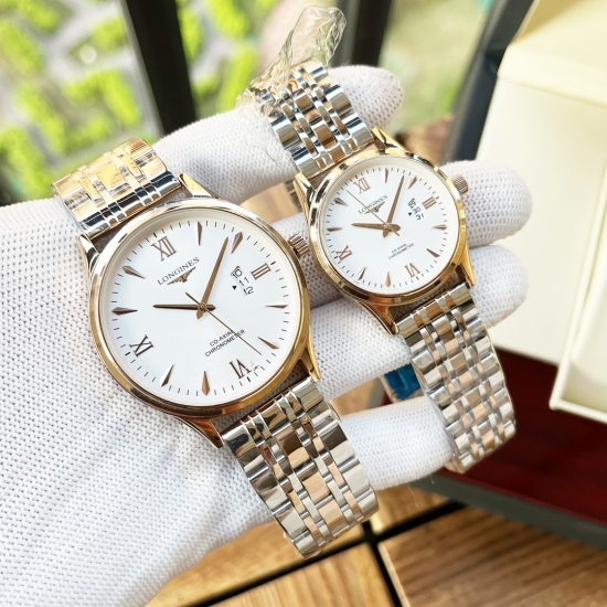 20240408 White shell 190, Rose gold 210, Steel strip+20. 【 Fashionable and Elegant Style 】 Longines Couple Watch Imported Quartz Movement Mineral Reinforced Glass 316L Precision Steel Case Leather/Precision Steel Band Simple and Casual Classic Hot Selling