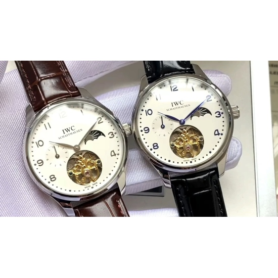 20240408 550. 【 Classic Retro Fashionable and Elegant 】 Wanguo-IWC Men's Watch Fully Automatic Mechanical Movement Mineral Reinforced Glass 316L Precision Steel Case Leather Strap Simple and Exquisite Business and Leisure Size: Diameter 42mm, Thickness 12