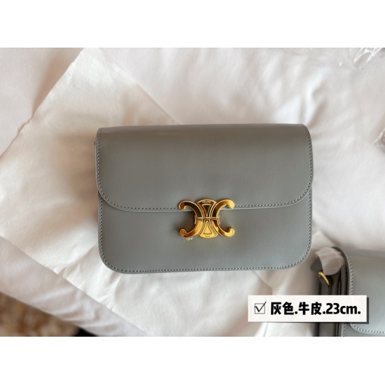 2023.10.30 230 155 with box (upgraded version) Size: 23cm * 17 (large) 19cm * 15 (small) Celine Triumphal Arch! Very high-end! Very advanced! The new gray is really high-end! ⚠ Cowhide! Cowhide!
