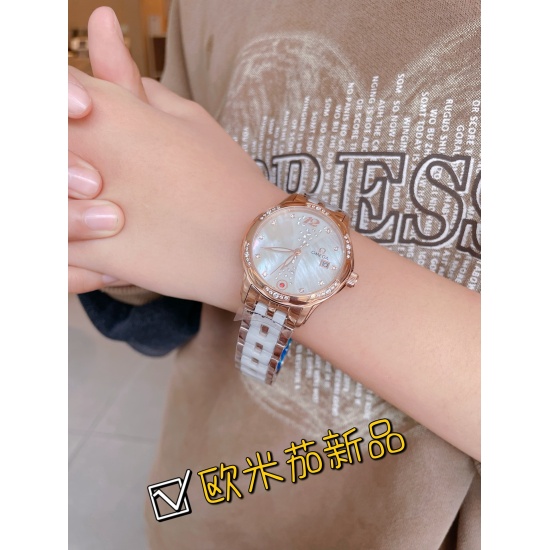 20240408 Gold and White Same Price: Belt 260 Steel Belt 280 Omega Women's Original Imported Quartz Movement Mineral Glass Mirror 316L Precision Steel Case Female 30mm Thick 8mm If Today's Sunshine ☀️ Stopped its dazzling light. So your smile will illumina