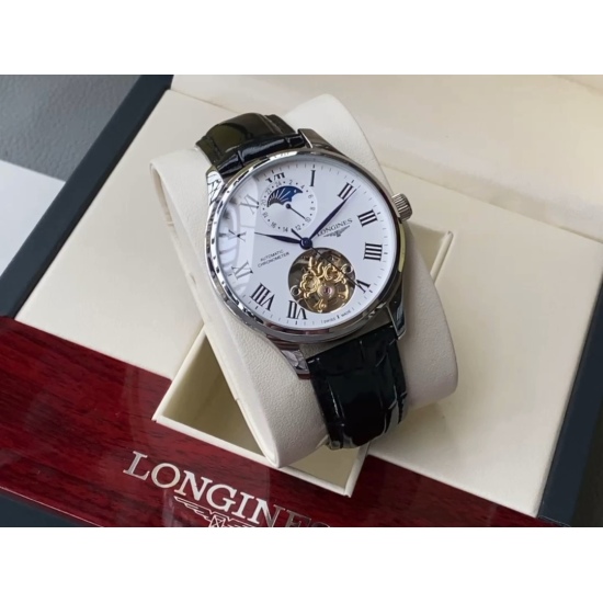 20240408 550. 【 Simple, atmospheric, classic and elegant 】 Longines Men's Watch Fully Automatic Mechanical Movement Mineral Reinforced Glass 316L Precision Steel Case with Genuine Leather Band Fashionable Design Business and Leisure Size: Diameter 40mm Th