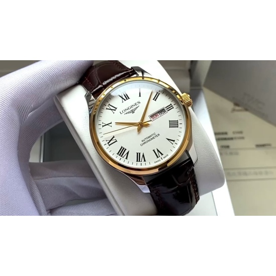 20240408 440. 【 Today's Recommended Classic Hot Sell 】 Longines Men's Watch Fully Automatic Mechanical Movement Mineral Reinforced Glass 316L Precision Steel Case with Genuine Leather Strap Simple and atmospheric Business and Leisure Size: Diameter 40mm T